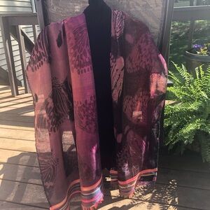 Gauzy Style Scarf Wrap Shawl Butterflies Pink Purple Blue Peach - France
